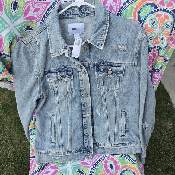 Old Navy Jackets & Blazers - Old Navy Light Blue Distressed Denim Jean Jacket